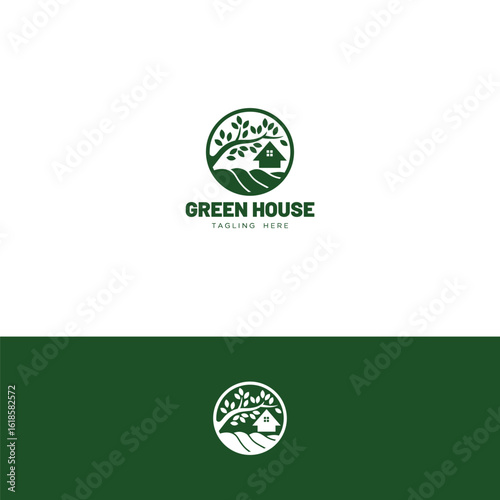 Green house logo design template