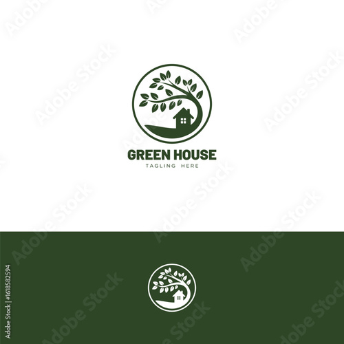 Green house logo design template
