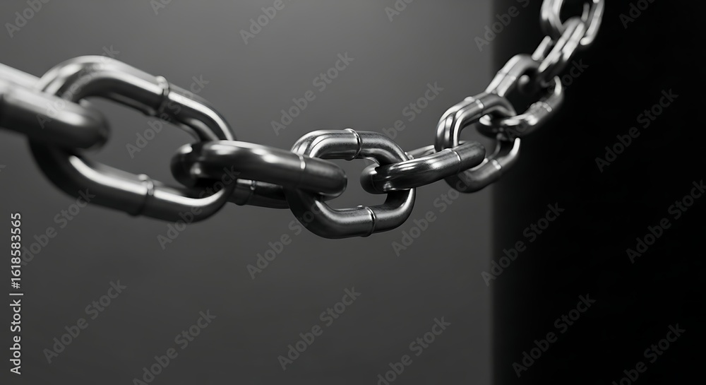Obraz premium Metal Chain Links on Dark Background in Black and White Style
