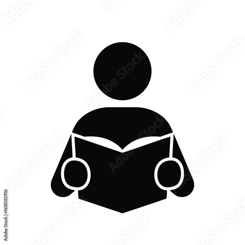 Vector illustration of person reading a book isolated on white background