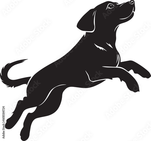 Jumping Dog clean simple vector silhouette black vector illustration