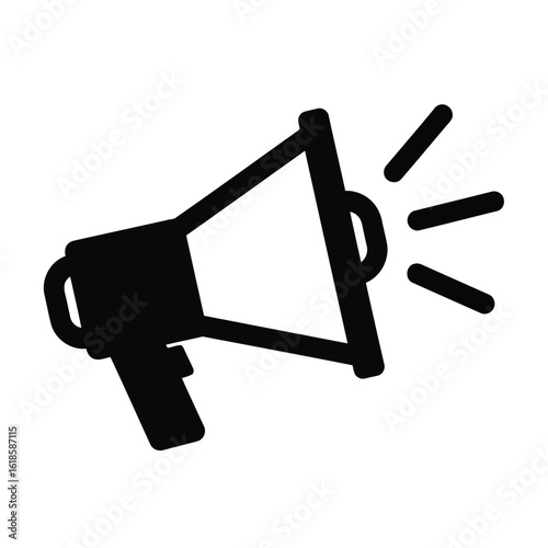 Vector illustration of black silhouette of a megaphone isolated on white background