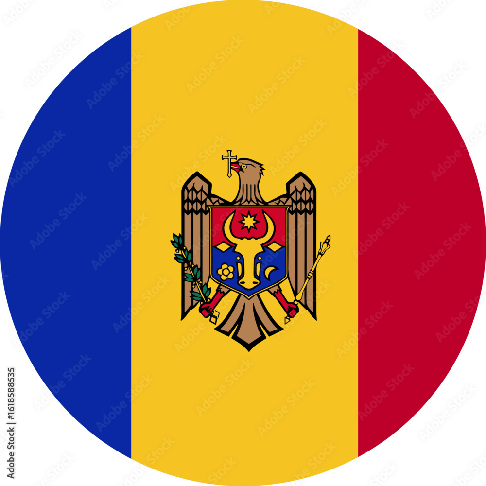Obraz premium Moldova flag illustrator national of round