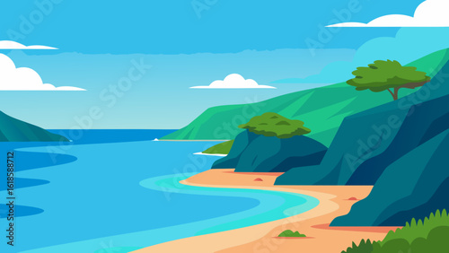 Discover the serene beauty of a coastline with natural sea caves creating a mysterious formation