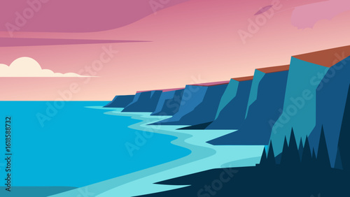 Explore the serene beauty of a coastline with dramatic jagged rock formations a powerful seascape
