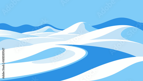 Explore the smooth undulating forms of a snow covered landscape creating a serene winter scene