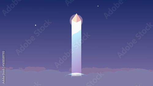 Admire the soft ethereal glow of a light pillar in a cold night sky creating a stunning phenomenon