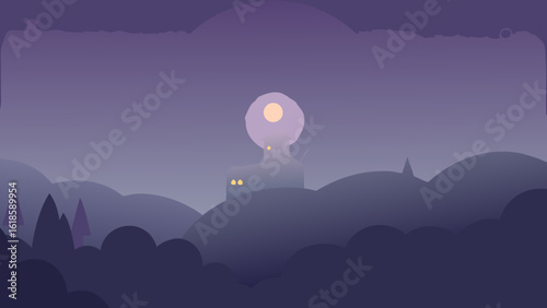 Discover the soft mysterious light of a foggy night creating an intriguing and atmospheric scene