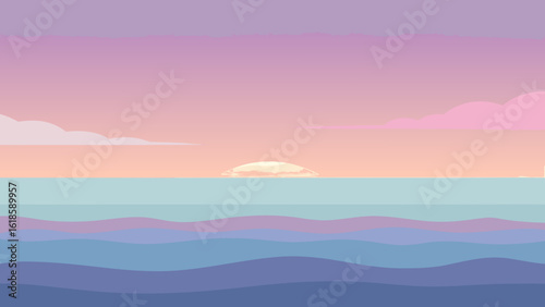 Witness the soft pastel colors of a dawn sky over the ocean creating a tranquil coastal view