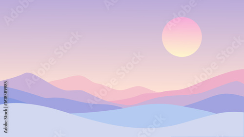 Discover the soft pastel colors of dawn on a winter day creating a serene and frosty landscape