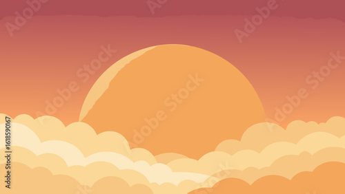 Witness the soft warm glow of a sunrise seen from above the clouds creating an ethereal view