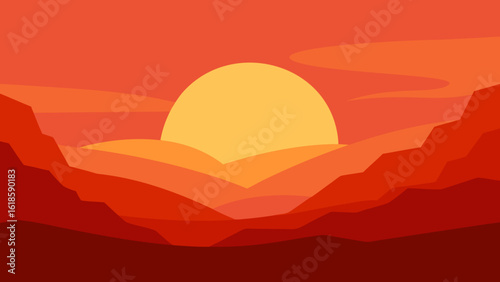 Admire the soft warm glow of a sunset casting vibrant colors on a majestic red rock canyon