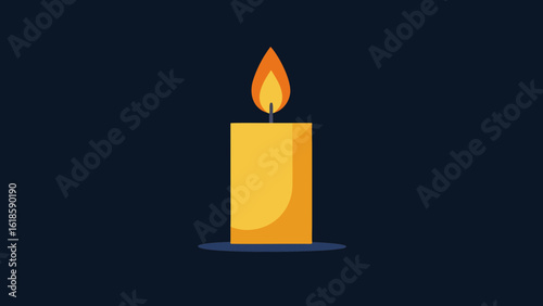 Feel the soft warm light of a single candle illuminating a dark room with gentle ambiance