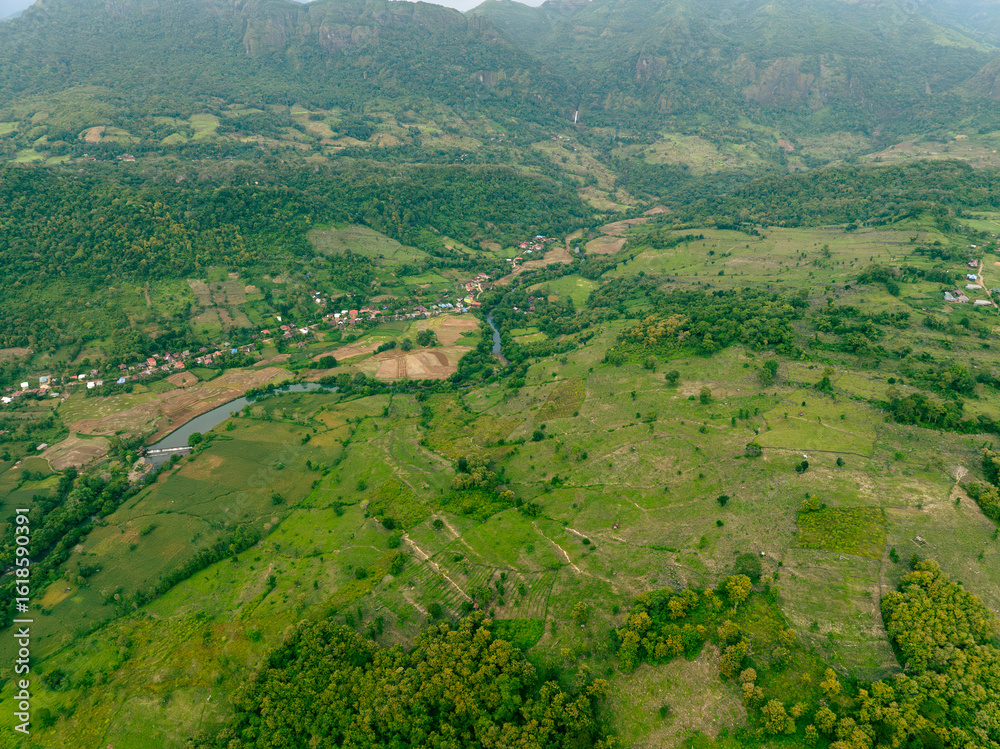 Obraz premium Terraced Village Sunset