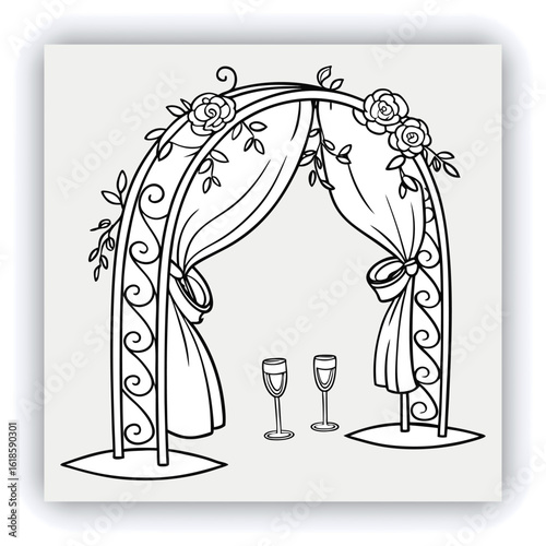 Red and gold theater curtains, richly detailed, are depicted. The curtains are a deep red with sections of rich gold. Pleats and folds of the fabric are meticulously rendered, giving a sense of drap