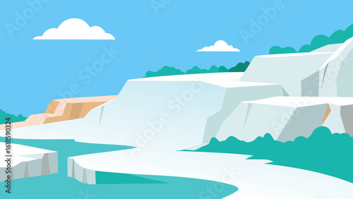 Explore the stark beauty of a pure white marble landscape with impressive cliffs and forms