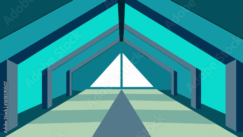 Explore the unique architectural lines and minimalist design of a modern room featuring a pitched roof