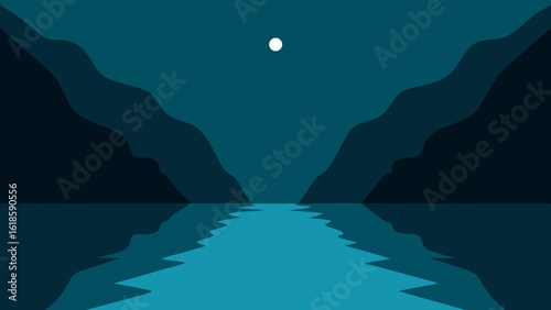 The Still Dark Water of a Deep Fjord Natural Mystery
