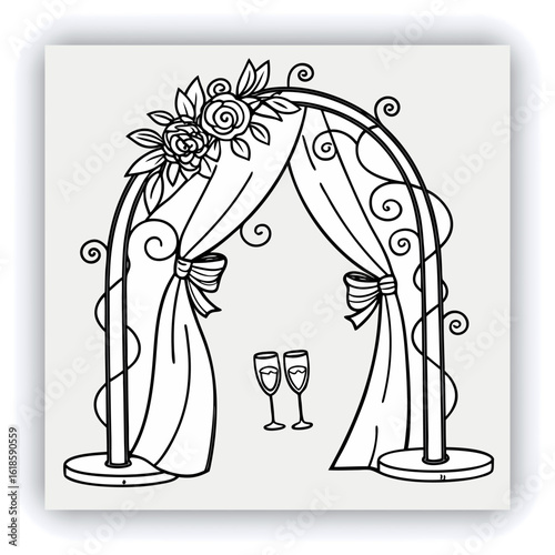 Red and gold theater curtains, richly detailed, are depicted. The curtains are a deep red with sections of rich gold. Pleats and folds of the fabric are meticulously rendered, giving a sense of drap