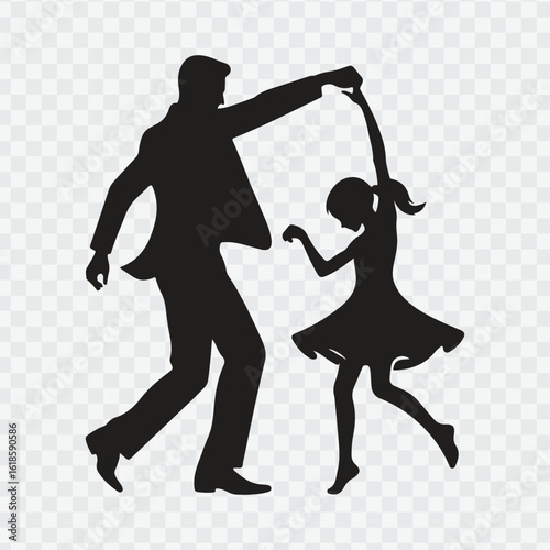 father holding dancing with daughter daddy daughter dance silhouette icon vector illustration design