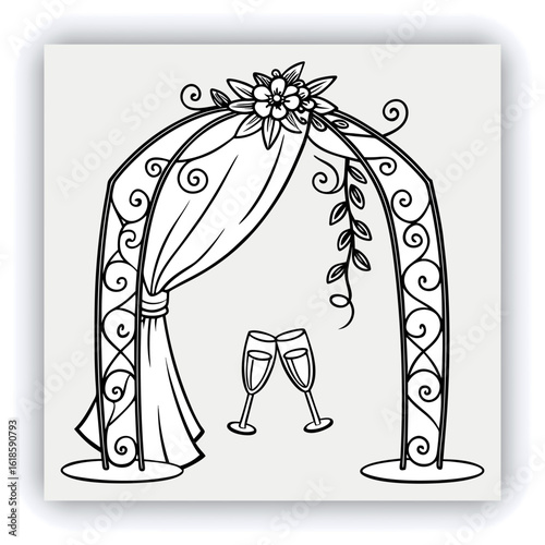 Red and gold theater curtains, richly detailed, are depicted. The curtains are a deep red with sections of rich gold. Pleats and folds of the fabric are meticulously rendered, giving a sense of drap