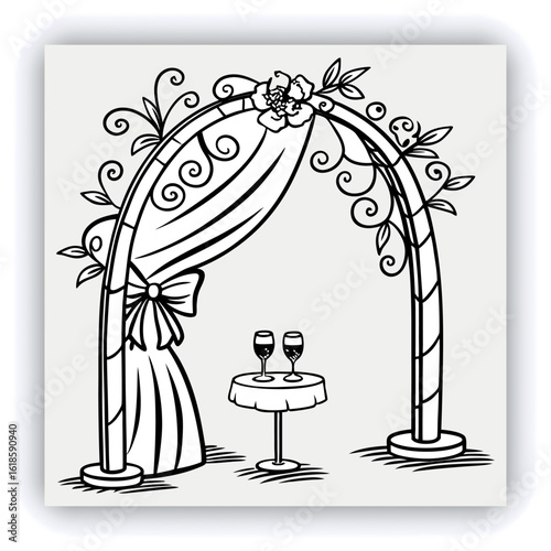 Red and gold theater curtains, richly detailed, are depicted. The curtains are a deep red with sections of rich gold. Pleats and folds of the fabric are meticulously rendered, giving a sense of drap