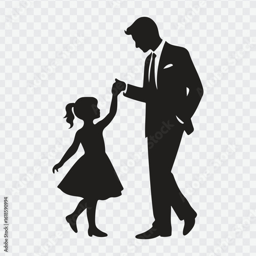 father holding dancing with daughter daddy daughter dance silhouette icon vector illustration design