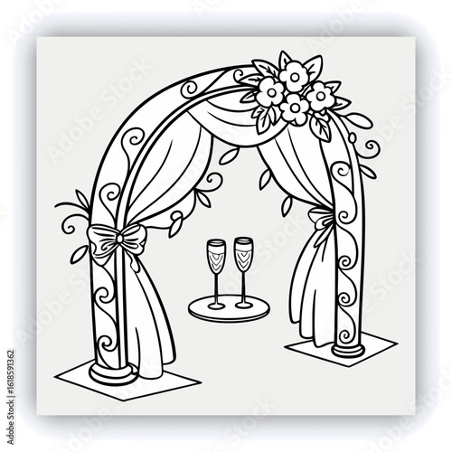 Red and gold theater curtains, richly detailed, are depicted. The curtains are a deep red with sections of rich gold. Pleats and folds of the fabric are meticulously rendered, giving a sense of drap