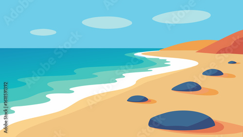 The Tranquil Scene of a Secluded Pebble Strewn Beach Calm
