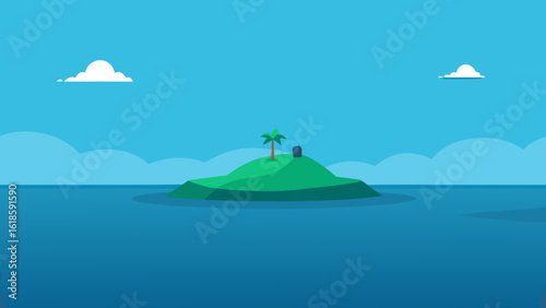 The Tranquil Scene of a Small Secluded Island in the Ocean