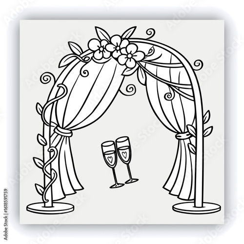 Red and gold theater curtains, richly detailed, are depicted. The curtains are a deep red with sections of rich gold. Pleats and folds of the fabric are meticulously rendered, giving a sense of drap