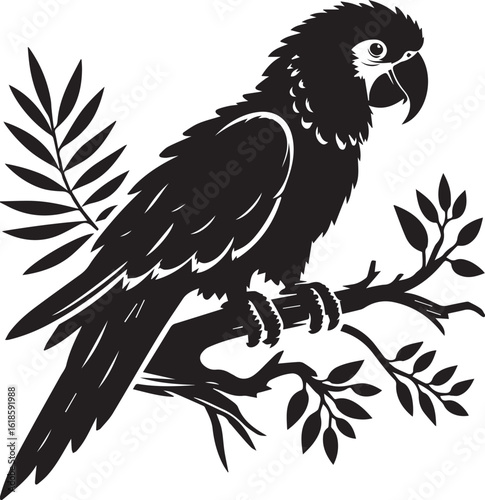 Bird Parrot Logo Vector Black Silhouette Illustration