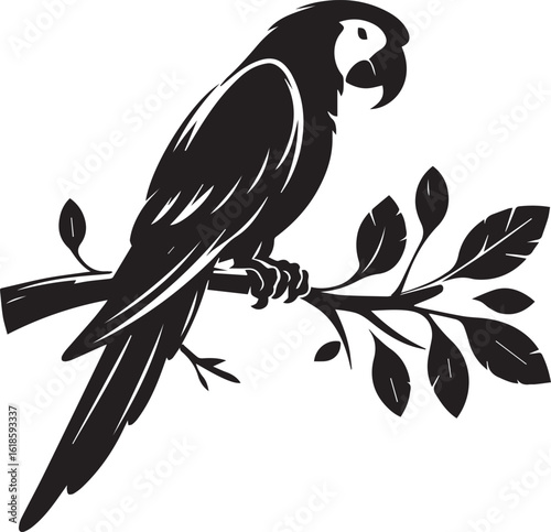 Bird Parrot Logo Vector Black Silhouette Illustration