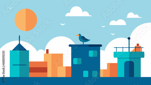 Vibrant Rooftop Skyline View With Drying Clothes Satellite Dishes