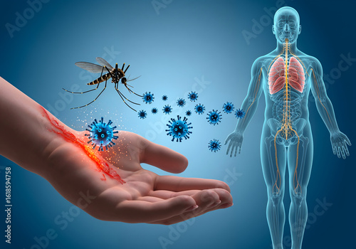 West Nile Virus Entering Human Nervous System via Mosquito Vector