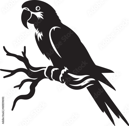 Bird Parrot Logo Vector Black Silhouette Illustration