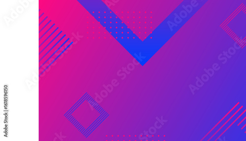 Minimal geometric red shapes on vivid purple gradient background