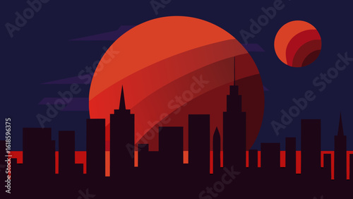 Experience the city sky with a blood moon during a lunar eclipse