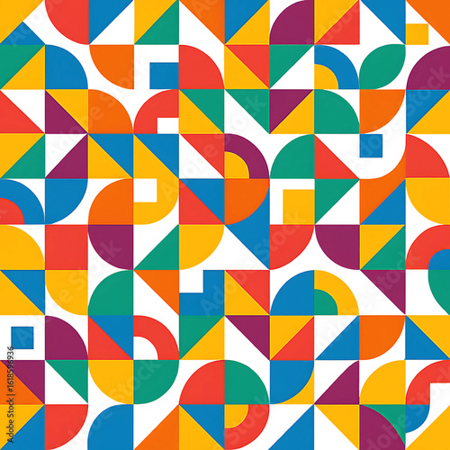 Wallpaper Mural Vibrant geometric mosaic art, modern colorful shapes creating dynamic pattern, bold design for creative backgrounds and eye-catching visuals
 Torontodigital.ca