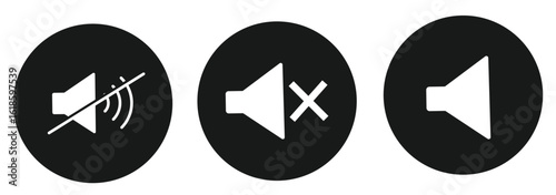 Sound off icon set. Simple sound volume and audio mute mark symbol design illustration. Volume icon set