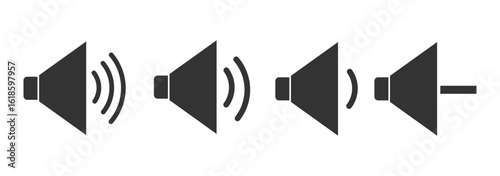 Sound off icon set. Simple sound volume and audio mute mark symbol design illustration. Volume icon set
