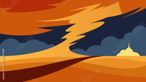 Experience the dramatic sky of an approaching sandstorm desert power