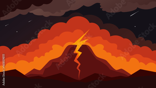Experience the dramatic sky of a powerful volcanic lightning storm