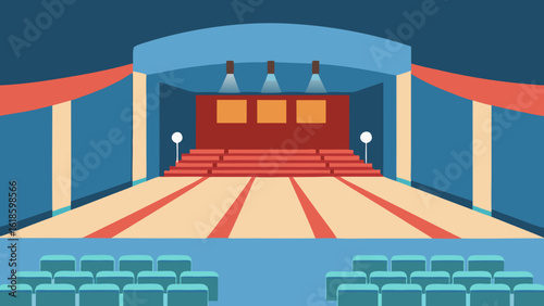 Explore the interior of an empty clean concert hall stage performance