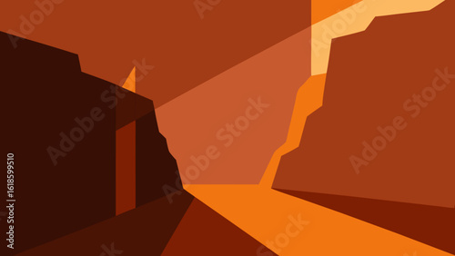 Dramatic Play of Light and Shadow on a Canyon Wall