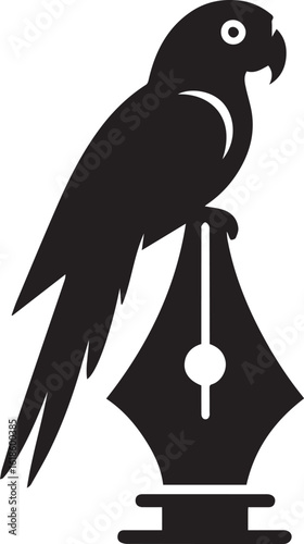 Bird Parrot Logo Vector Black Silhouette Illustration