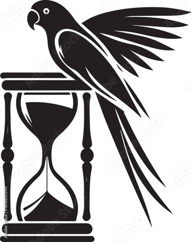 Bird Parrot Logo Vector Black Silhouette Illustration