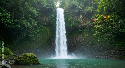 Stunning La Fortuna Waterfall Cascading in a Costa Rican Rainforest