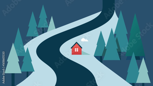 Charming Aerial View of a Road with a Small House in a Suburb