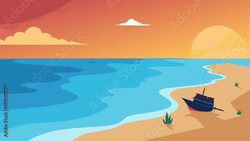 Intriguing Aerial Shot of a Sea Beach with a Visible Shipwreck